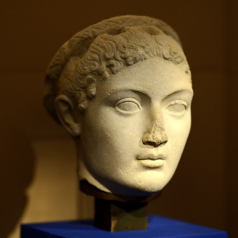 A photo of a statue of Cleopatra, the last Pharaoh.