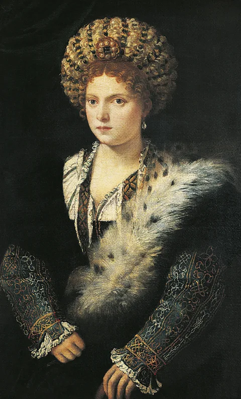 Getty Images This c 1536 Titian portrait of Isabella d'Este displayed her signature look of black velvet and bejewelled headdress (Credit: Getty Images)