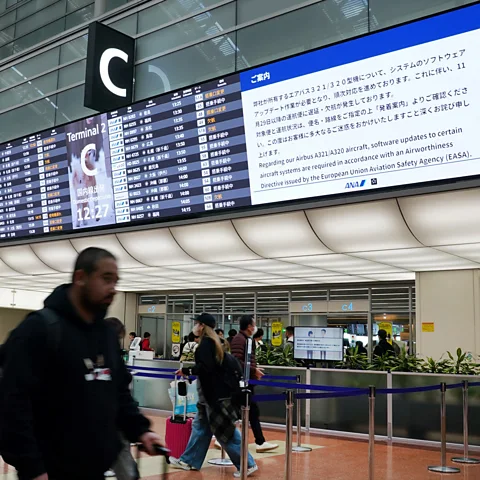 Getty Images The emergency upgrades needed on several types of Airbus aircraft meant flights on many airlines were disrupted around the world (Credit: Getty Images)