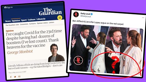 Screenshots of some disinformation posts on social media