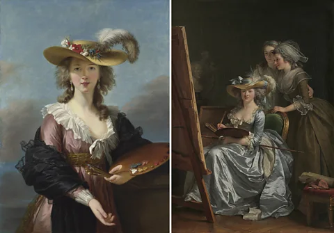 National Gallery, London/ Met Museum Le Brun's Self-Portrait in a Straw Hat, 1782, and Labille-Guiard's Self-Portrait with Two Pupils, 1785 (Credit: National Gallery, London/ Met Museum)