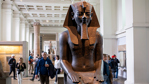A photo of a statue of Ramesses II in the British Museum.