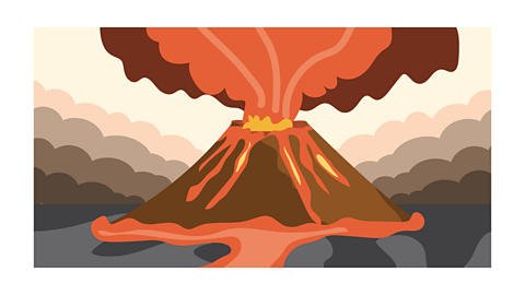 A volcano erupting.