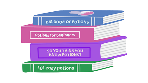 A stack of potion books