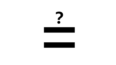 Equals sign with question mark above it