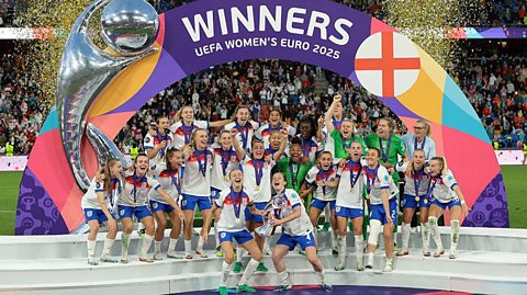 England celebrate winning the UEFA Women's Euro 2025 final