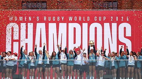 England celebrate winning the Women's Rugby World Cup 2025