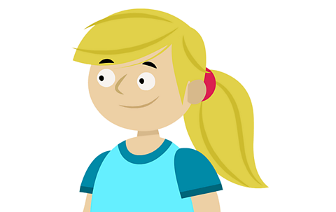 Little girl with blonde hair in a ponytail