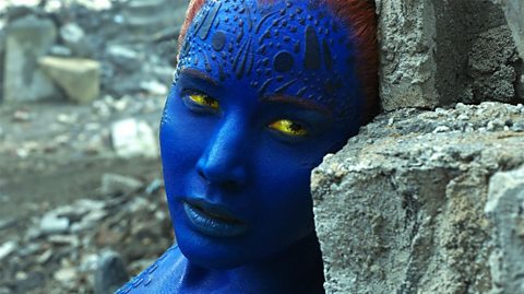 X-MEN: APOCALYPSE, Jennifer Lawrence, as a very blue Mystique, 2016.