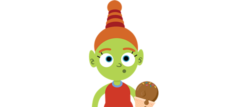 Alien Moop holding an ice cream.