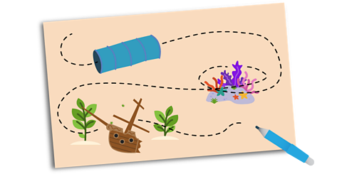 A map of an underwater agility course.