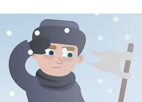 Oates stood in a blizzard saluting.