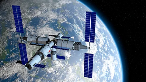 Getty Images In November 2025, the crew of the Chinese space station Tiangong had to request a new capsule as the original had been damaged by space debris (Credit: Getty Images)