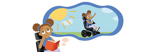 An illustration of a child with a thought bubble.