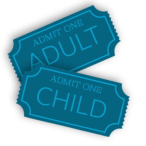 An image of two tickets, one for an adult and one for a child