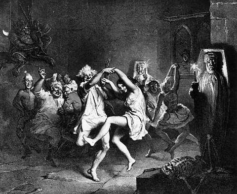 Getty Images Tam O'Shanter stumbles upon a demonic dance of witches and warlocks taking place in a ruined church (Credit: Getty Images)