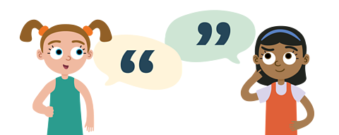 An illustration of two children with speech bubbles.