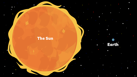 The Sun and The Earth in space.