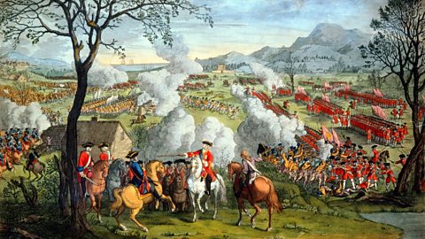 Artist's impression of soldiers camped at the site of the Battle of Culloden