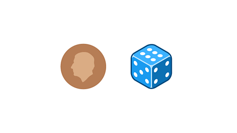 A illustration of a coin and a dice.