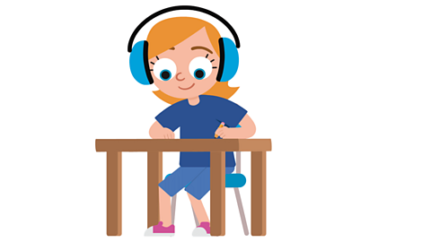 A girl working at a desk