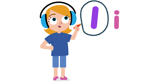 A girl circling the letter I