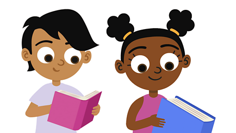 Two children reading a book