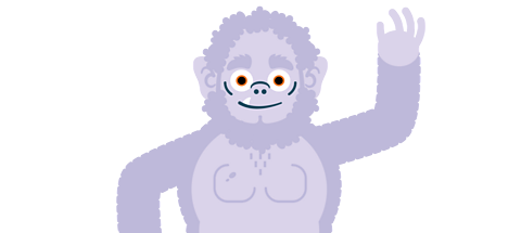 A yeti waving and smiling.