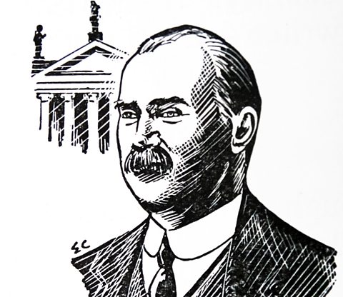 A portrait of James Connolly.