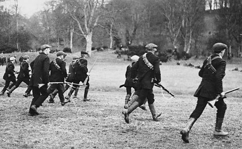 A Ulster Volunteer Force (UVF) training exercise, 1913.