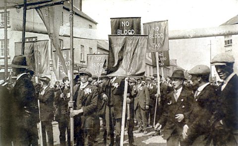 An anti-conscription march in Ireland, 1918.