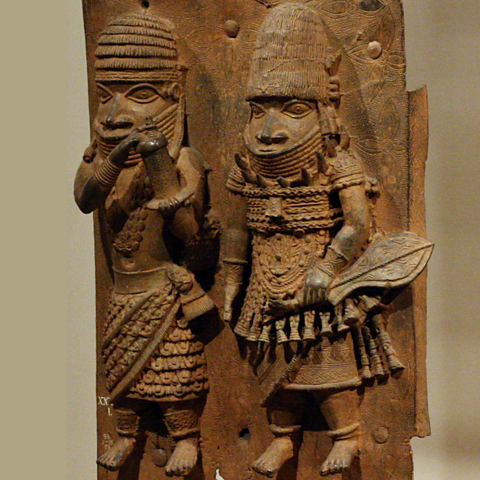 Brass plaque from Benin, Nigeria, West Africa, the British Museum London.