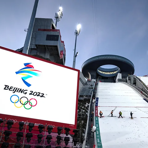 Getty Images The Beijing Games were the first Winter Olympics to depend entirely on artificial snow (Credit: Getty Images)