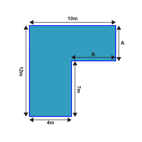 An upside-down L-shape with one side labelled with arrows and the letter B.