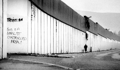 Separation gates between Catholic and Protestant communities in Belfast.