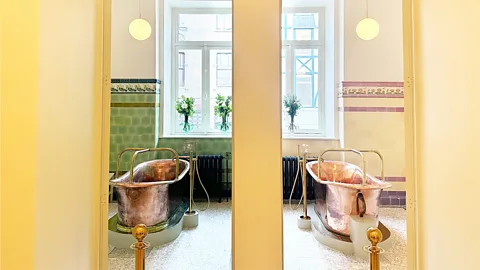 Regine Mahaux Original copper bathtubs preserved at Les Bains de Spa reflect the town's 19th-Century bathing heyday (Credit: Regine Mahaux)
