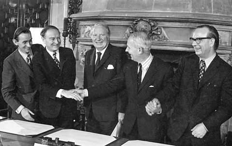 UK Prime Minister, Ted Heath, at the negotiations for the Sunningdale Agreement.