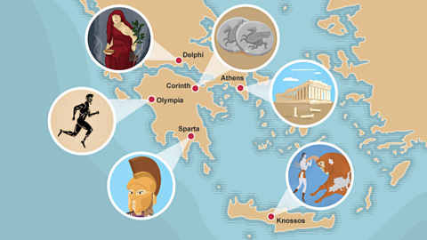 A map of the Ancient Greek city-states.