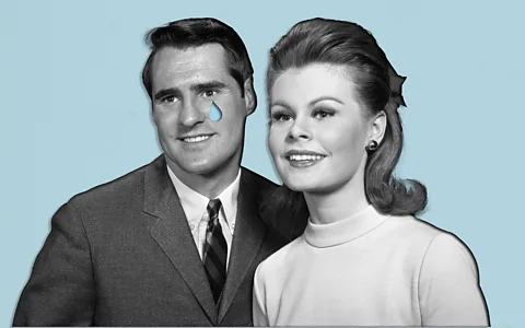 Getty Images/ Javier Hirschfeld/ BBC Illustration showing a black and while image of a man and a woman, with a tear cut out on the man's cheek (Credit: Getty Images/ Javier Hirschfeld/ BBC)