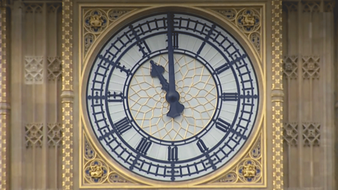 Big Ben's clock showing 11 o'clock