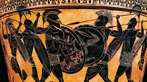 An Ancient Greek vase from around the 6th century BC showing a scene from Homer's 'The Iliad'.