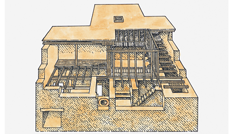 An artist's picture of an Indus home in Mohenjo-Daro.