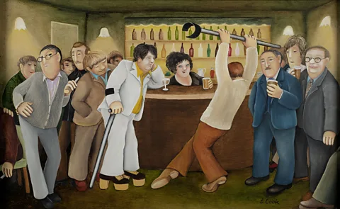Courtesy of www.ourberylcook.com/ John Cook 2025 Cook painted her friends in Plymouth's secret gay bars, such as the back bar of the Lockyer Tavern (Credit: Courtesy of www.ourberylcook.com/ John Cook 2025)