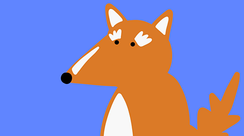 A purple background with a ginger fox with white eyebrows and nose