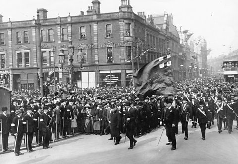 An anti Home Rule protest, Belfast, 1912.