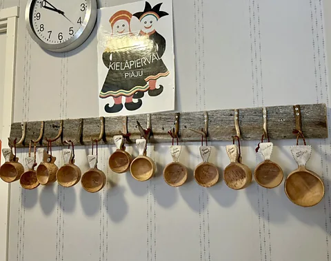 Erika Benke Each child has a traditional drinking cup made of birth that hang in the entrance hall of the nursery (Credit: Erika Benke)