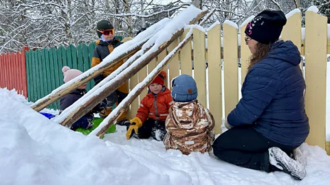Erika Benke Within a few months the young children are able to make small talk with their teaches in Inari Sámi (Credit: Erika Benke)