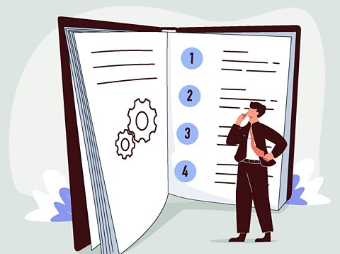 An giant open book with a person reading its pages, as they think about writer's intention for the SEAG transfer test