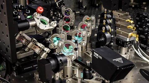 Microsoft Research writing equipment to create the glass crystals developed by Microsoft (Credit: Microsoft)