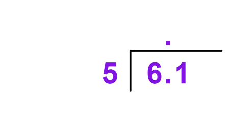 'Bus stop' sum showing 6.1 being divided by 5. This image is for pupils preparing for the SEAG transfer test